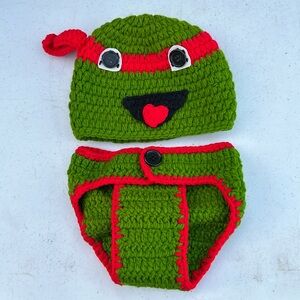NWOT Teenage Mutant Ninja Turtle Costume Crochet Newborn Baby Outfit Photo Gift